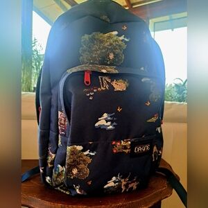Dakine Navy Woodland Print Backpack with Red Accents